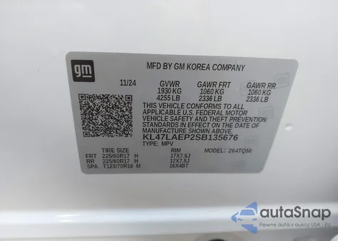 2025 Buick Envista Preferred Fwd from USA, damaged, VIN KL47LAEP2SB135676